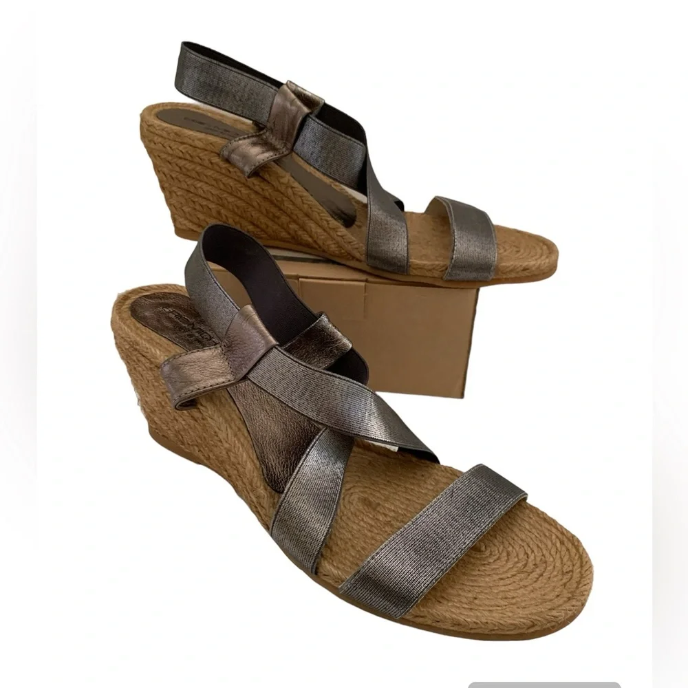 Eric Michael Sandals Women’s EUR Size 41 Metallic Espadrilles Wedges Jute Sling